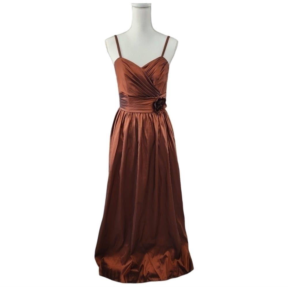 Impression Bridal Bronze/Metallic Brown Taffeta Bridesmaid Evening Gown, size 10